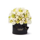 Black box with white and green roses on a white background, featuring 'OnlyRoses' branding.