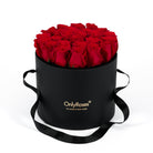 Black box with red roses and 'Only Roses' branding on a white background