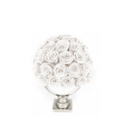 Decorative sphere made of white roses on a white background