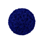 Round bouquet of blue roses on a white background