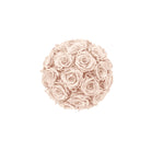 Ball made of pink roses on a white background