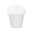 White vase with lace top on a white background