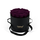 Black box with purple roses and 'Only Roses' logo on a white background