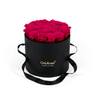 Black box with pink roses and 'Only Roses' logo on a white background