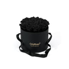Black round box with black roses and 'Only Roses' branding on a white background