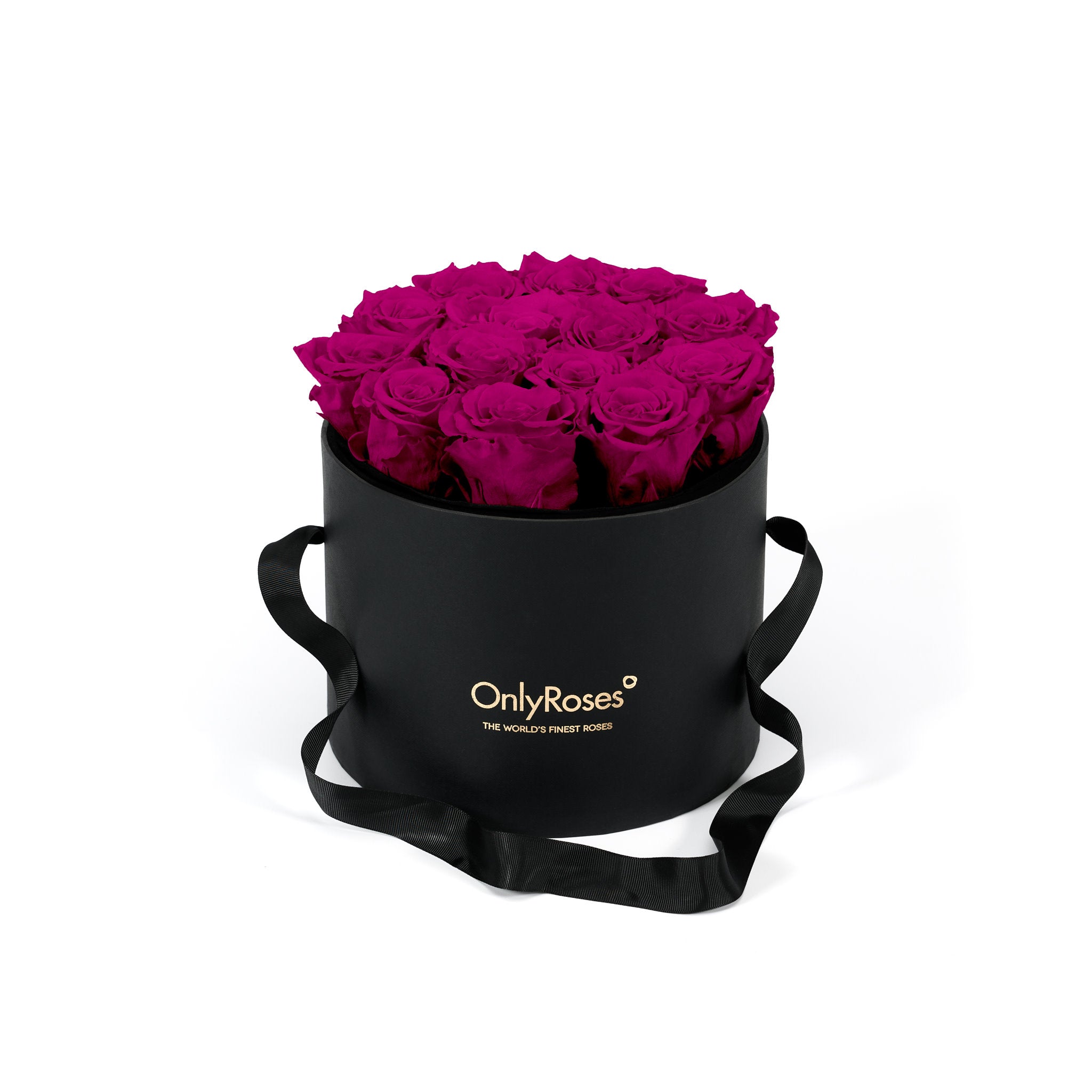 Black box with pink roses and 'Only Roses' branding on a white background