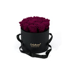 Black box with purple roses and 'Only Roses' branding on a white background
