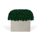 Square box with green roses on a white background