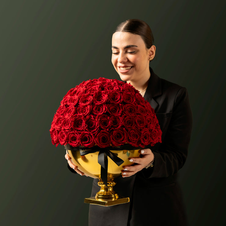 Infinity Roses Qatar Infinite Rose Punch Bowl Gold | OnlyRoses Qatar